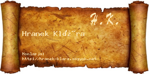 Hranek Klára névjegykártya